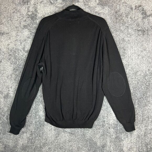 Lyle & Scott 1/4 Zip Mens Medium Black Argyle Grandpa Retro Golf Sweatshirt - Picture 2 of 7